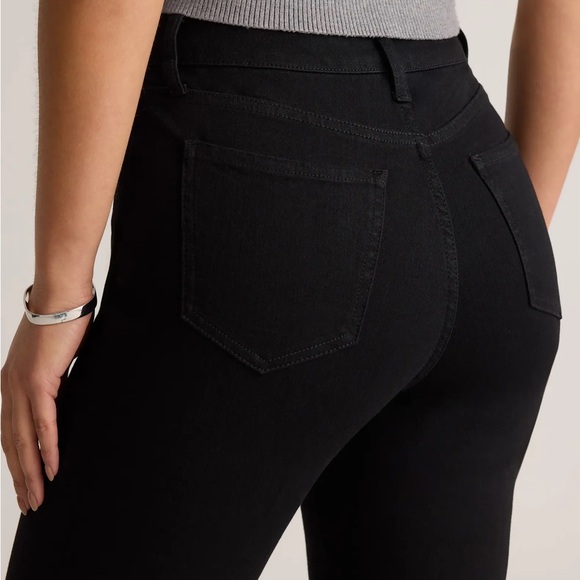 Quince Bella Black High Rise Straight Leg Organic Cotton Blend Ankle Denim Jeans - Picture 4 of 12